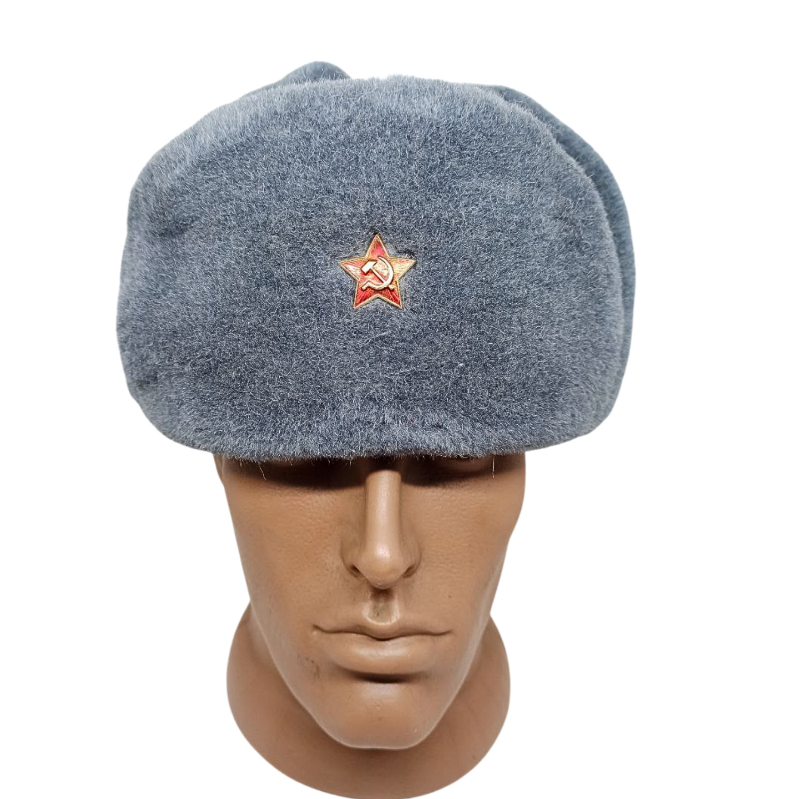 Soviet Russian Ushanka Winter Soldier Hat Cap Badge Military Uniform Size 56