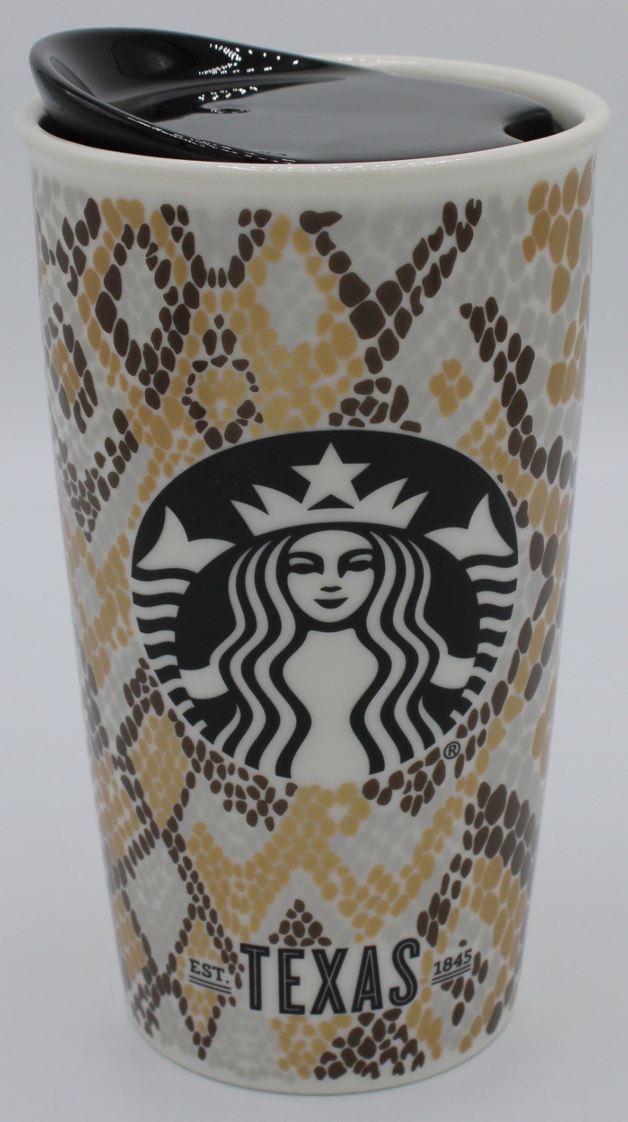 Starbucks Rattlesnake skin background coffee mug with lid 12 fl oz 2015 clean