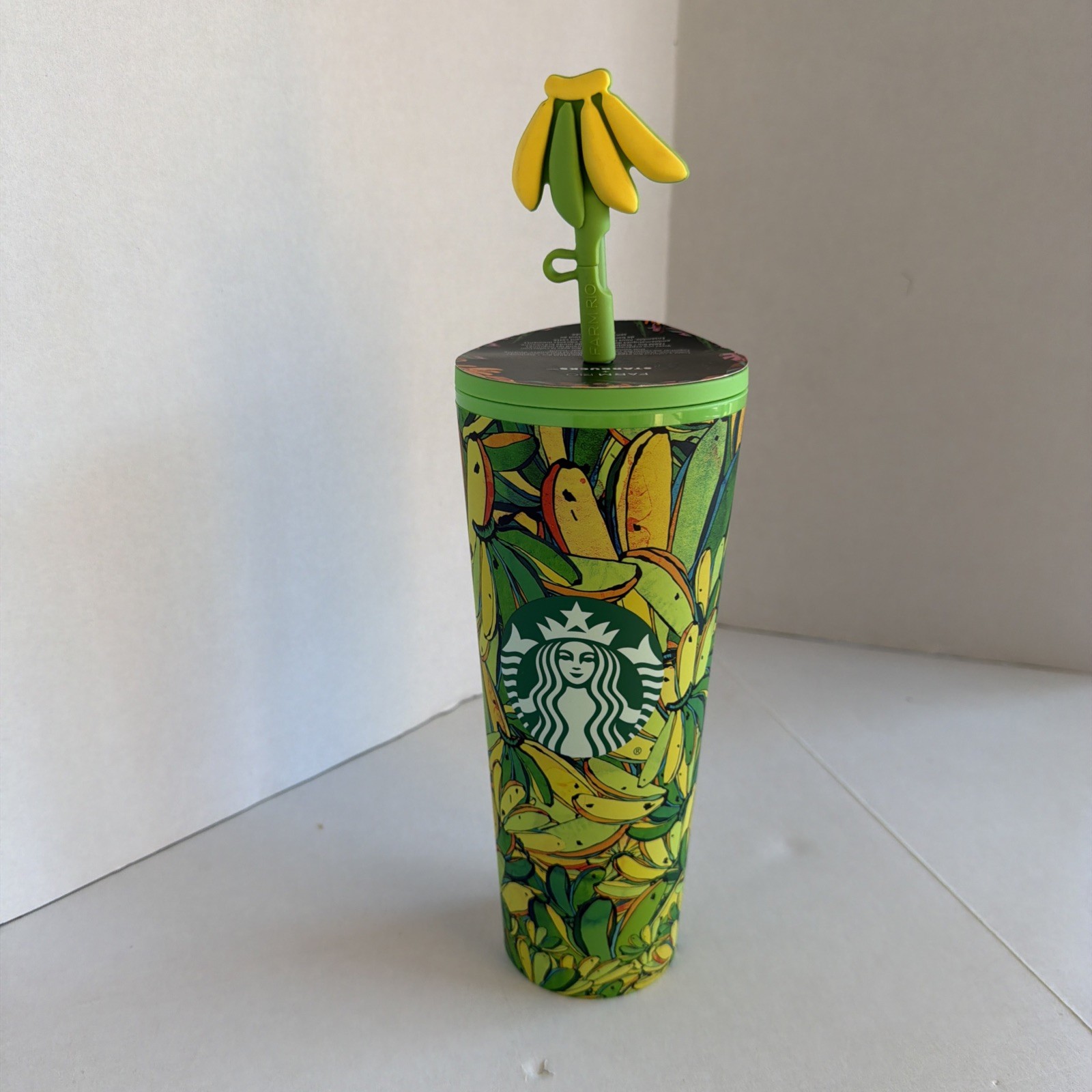 NEW Starbucks x Farm Rio 24oz Tropical Yellow Green Banana 2025 Cold Cup & Straw