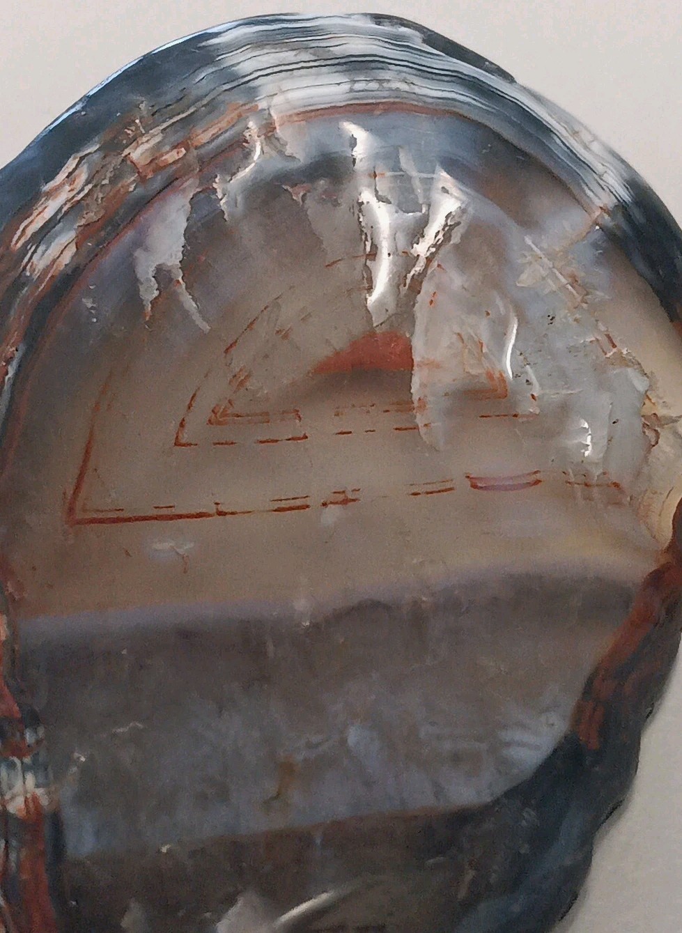 Brazilian Agate WaterLines +  Triangular Red Bands Polished  Specimen A+ 