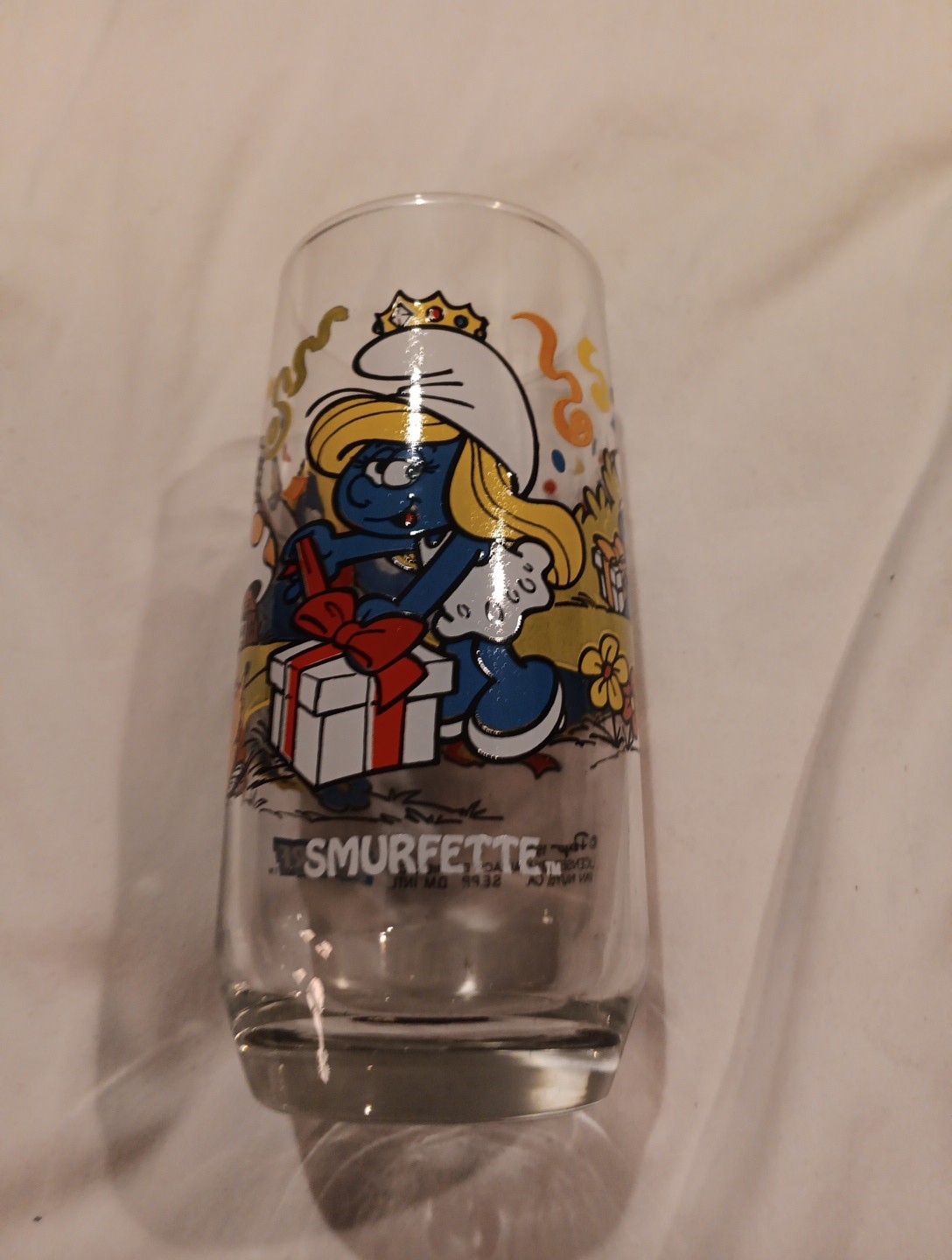 Smurf SMURFETTE Tumbler Drinking Glass 1983 Wallace Berrie & Co. Peyo Vintage