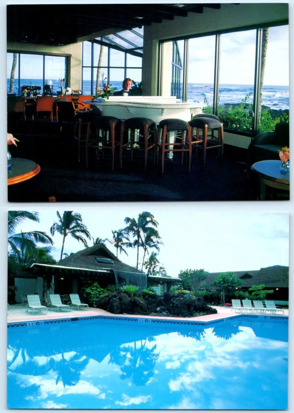 2 Postcards KOLOA, Hawaii HI ~ Piano Bar SHERATON KAUAI RESORT Hotel Pool  4