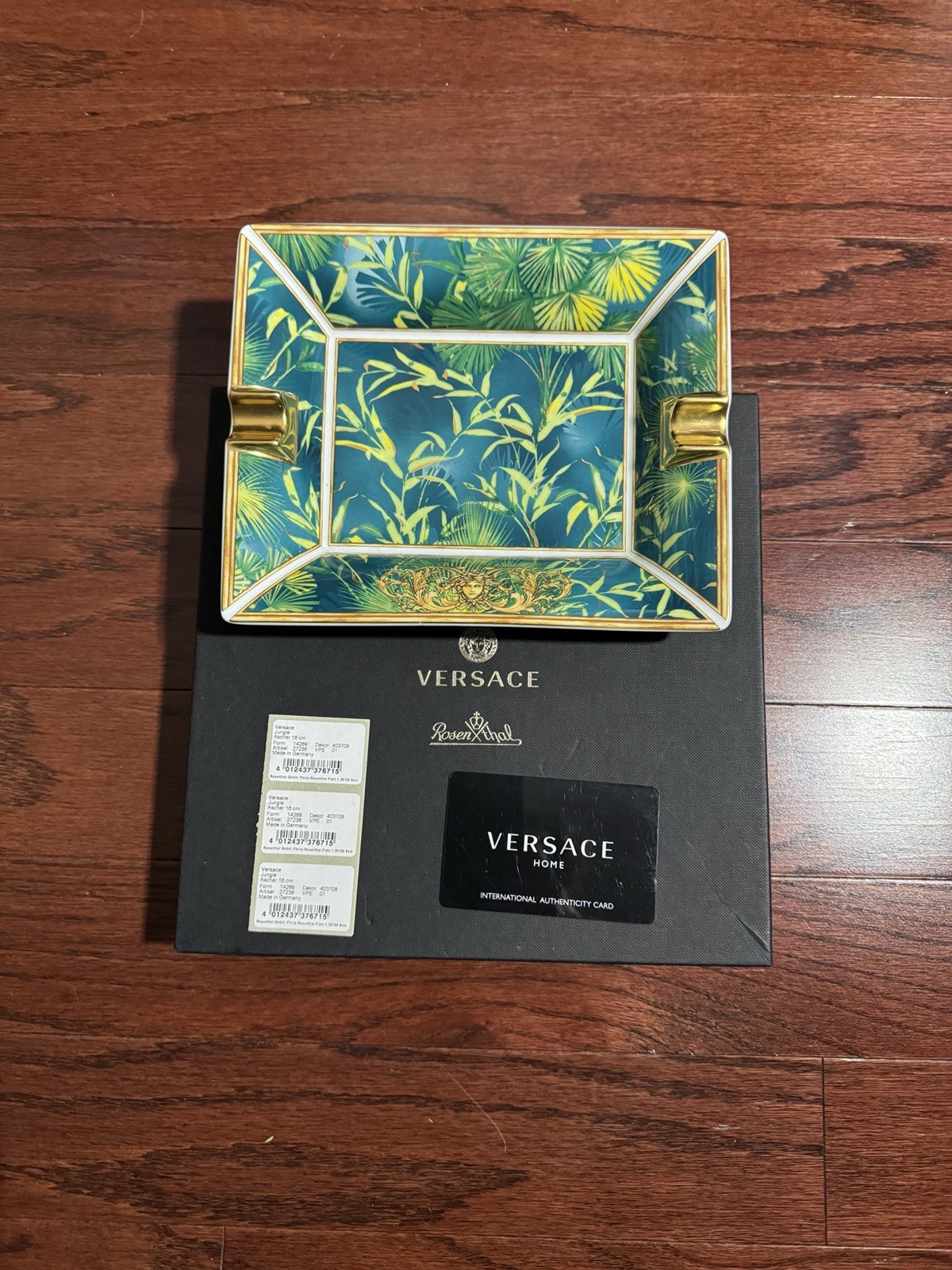 Versace Rosenthal Medusa Jungle Rectangular Ashtray 16cm Rare 100% Authentic