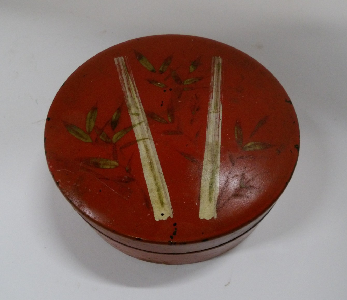 Red Lacquer Box with Bamboo Design