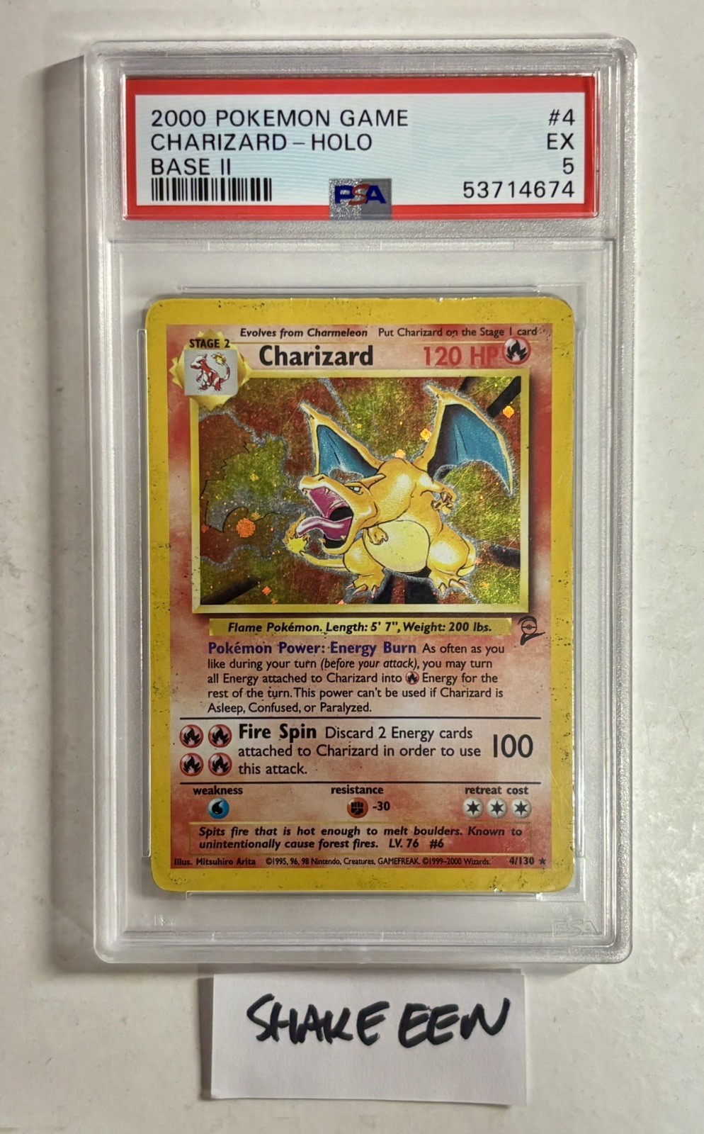 Charizard Base Set 2 4/130 Holo Rare PSA 5 English 2000 Pokémon TCG