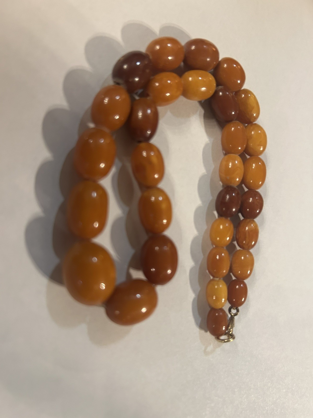 Antique Butterscotch Amber Necklace Marbled with nice details 