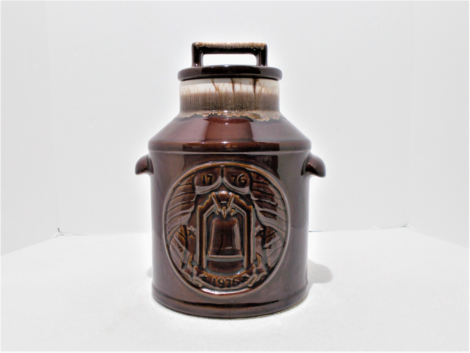Vintage McCoy Pottery Bi-Centennial Ceramic Glaze Crock Brown Drip Cookie Jar