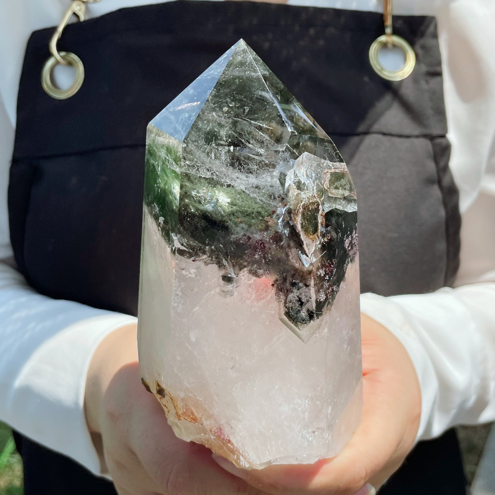 1.7LB Natural Ghost Phantom Quartz Obelisk Crystal Wand Point Healing C2998