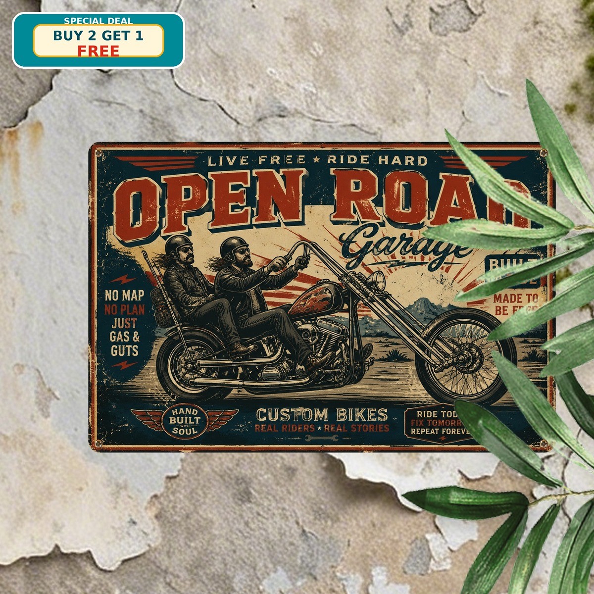 David Mann Motorcycle Rider Biker Chopper Culture Garage Metal Tin Sign Plaque