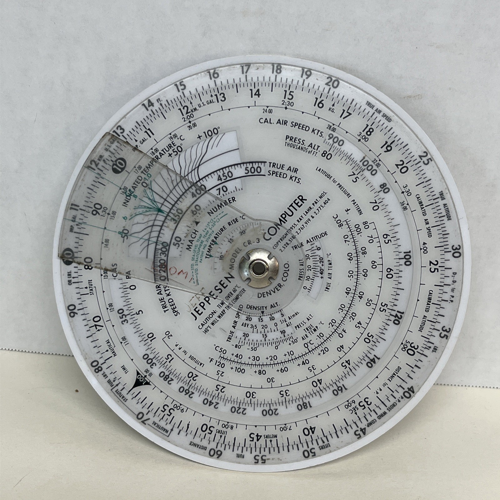 Jeppesen Model CR-3 Flight Computer Circular Slide Rule