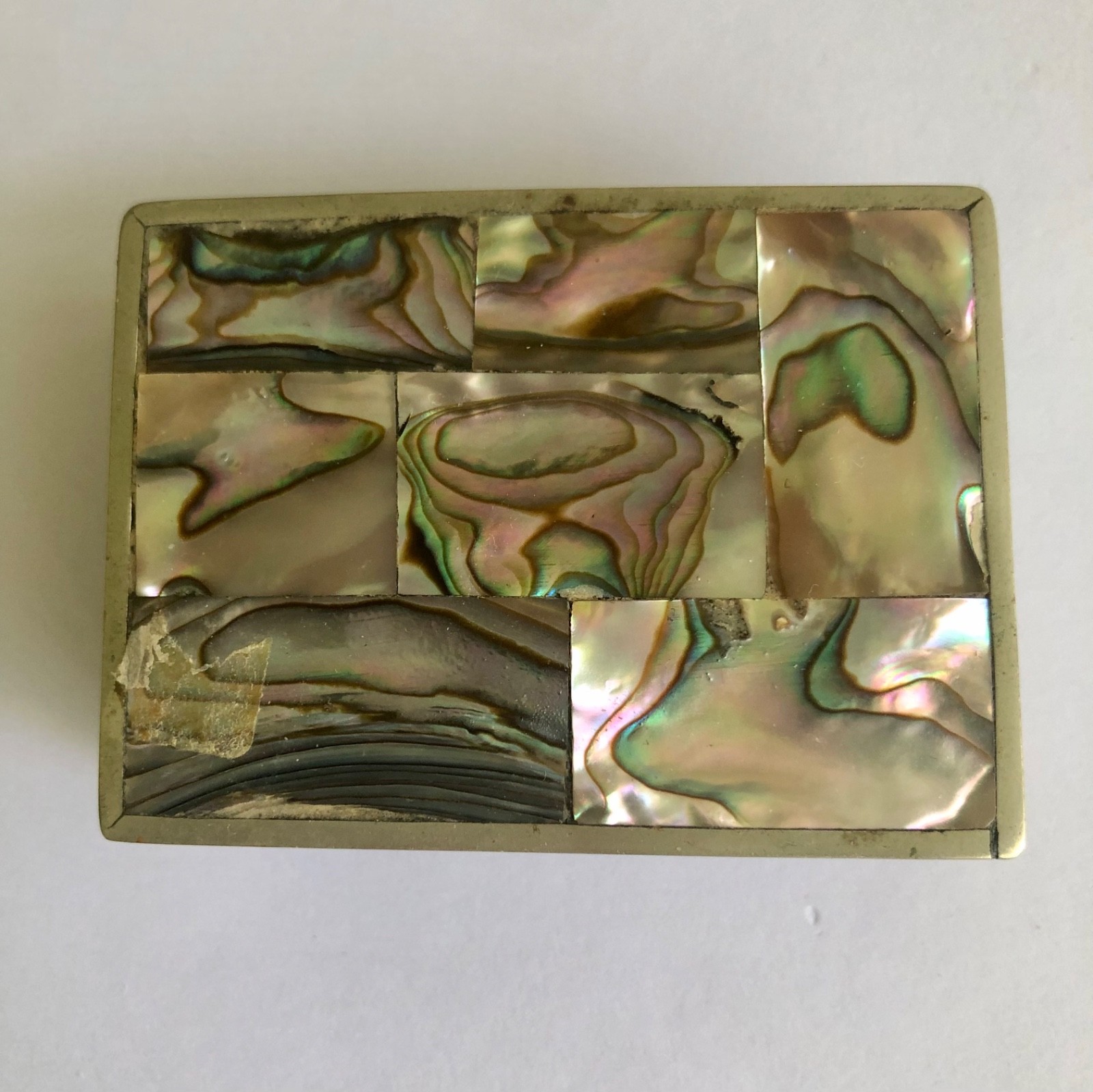 Vintage Abalone shell trinket box  hinged