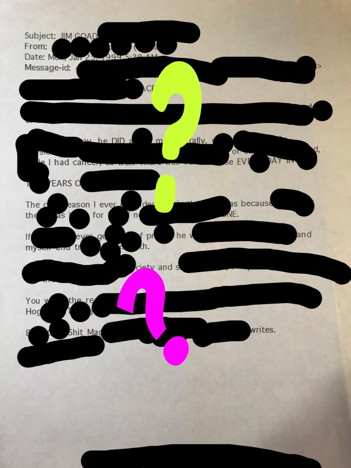 5 Hilarious MYSTERY emails re: Jim Goad RARE to say the least