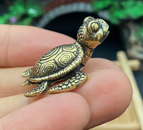 BRASS MINITURES- Solid Brass Tiny Sweet Turtle