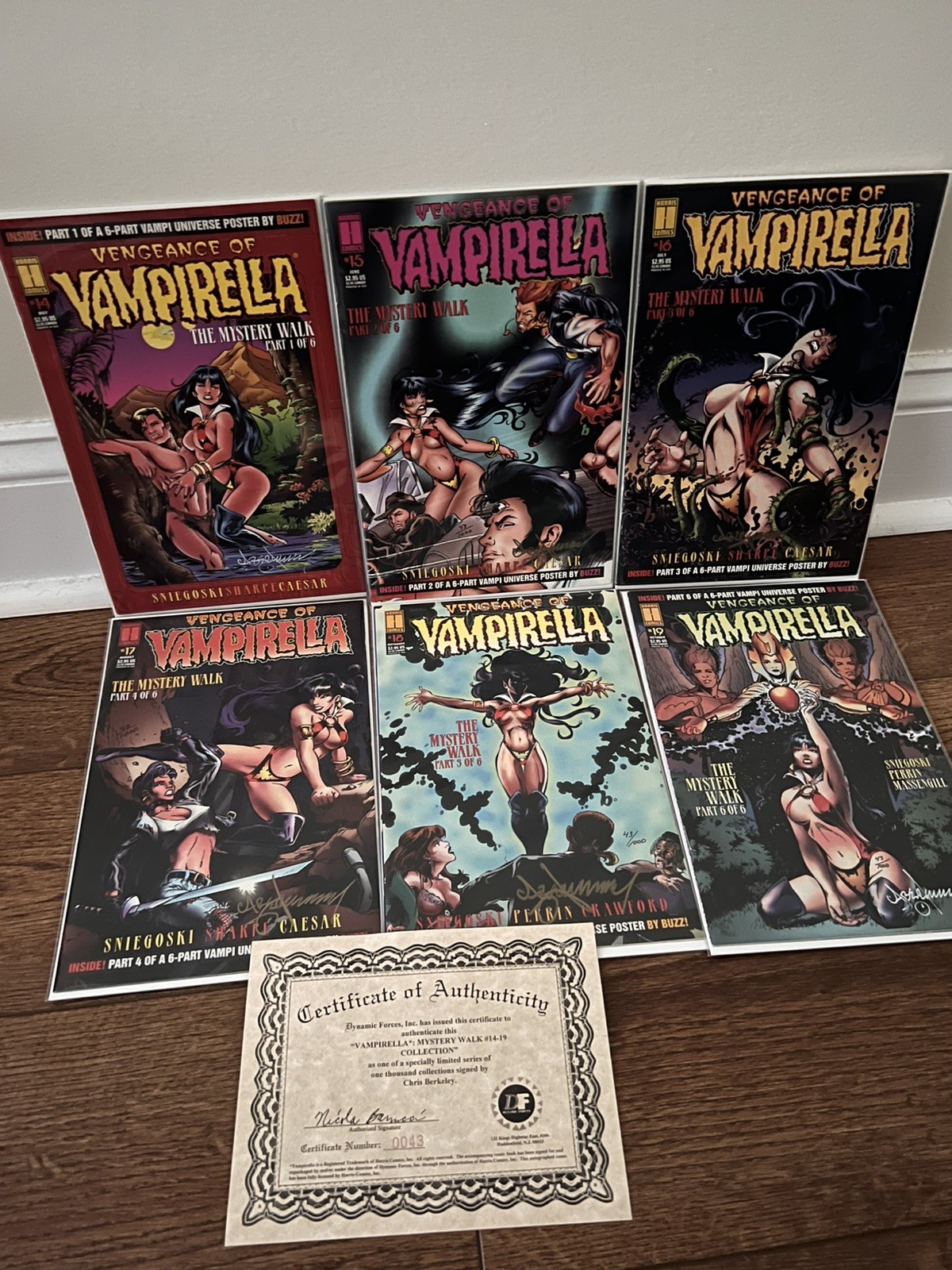 1995 Vampirella Mystery Walk 1-6  Autographed #'d COA 34/1000 NM Harris LOT
