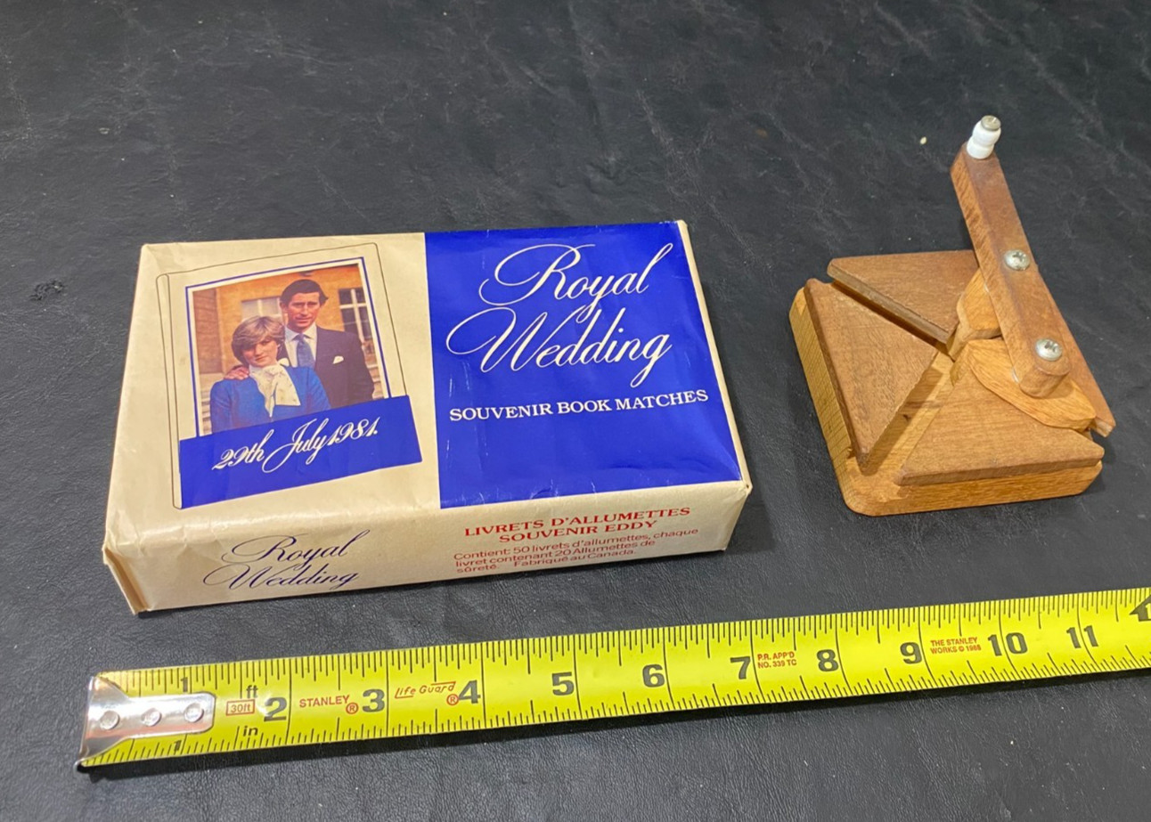 vintage DO NOTHING machine crank 1991 and Royal Wedding 1981 Sealed Matches