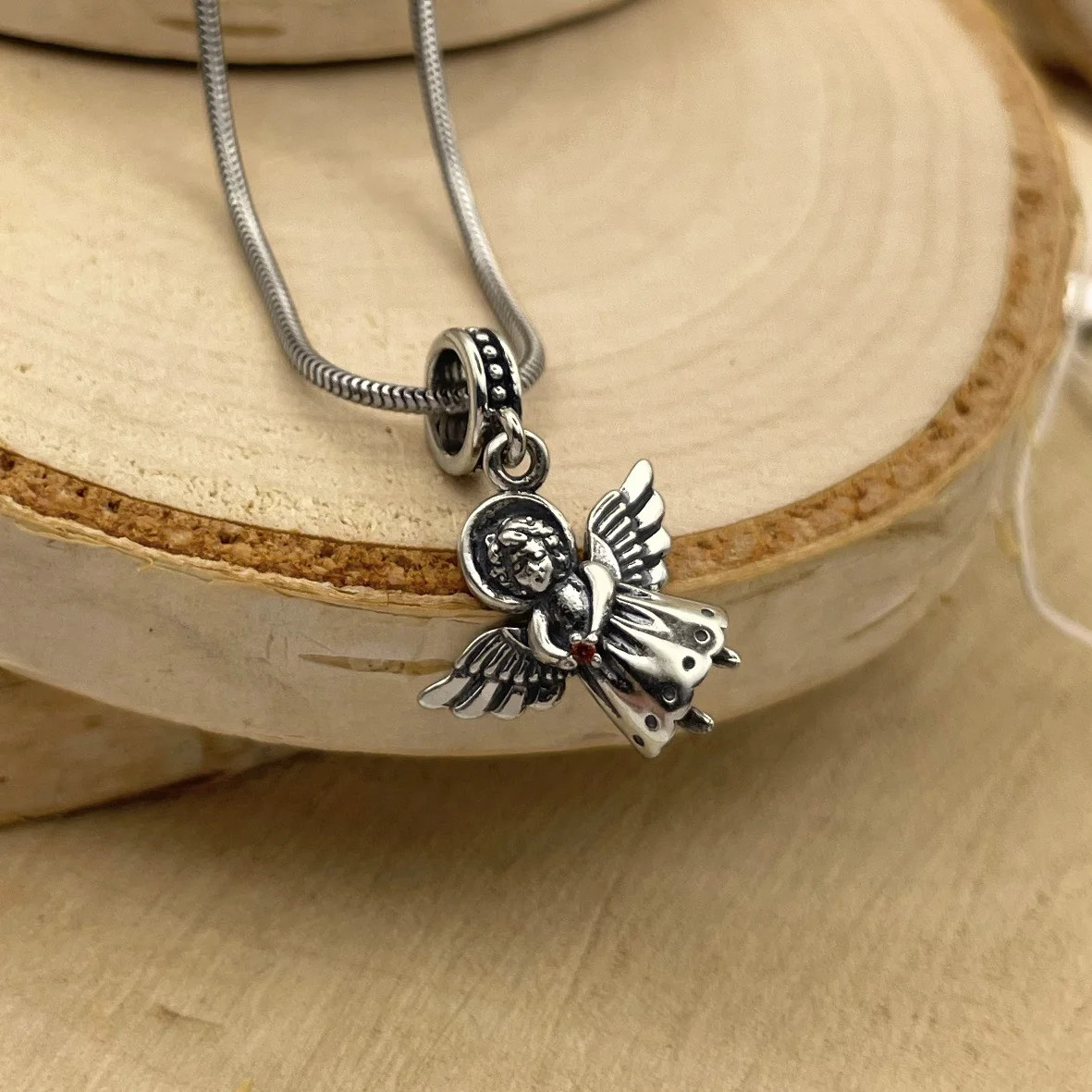925 Sterling Silver Blessed Guardian Angel Pendant on a Snake Chain Religious