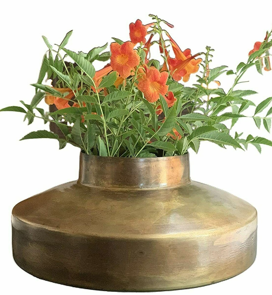 Hand Crafted Metal Flower Vases for Weddings, Events, Decorating, (Antique Brass