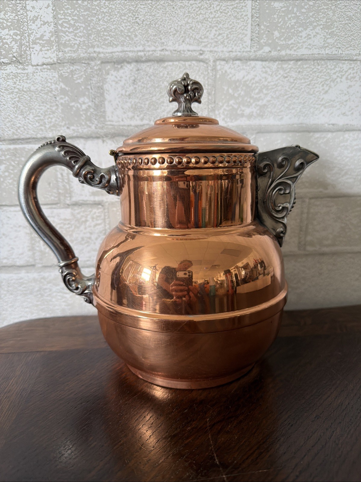 Antique Ornate Copper & Brass Teapot Rochester Stamping Works Co New York Antique Ornate Copper & Brass Teapot Rochester Stamping Works Co New York