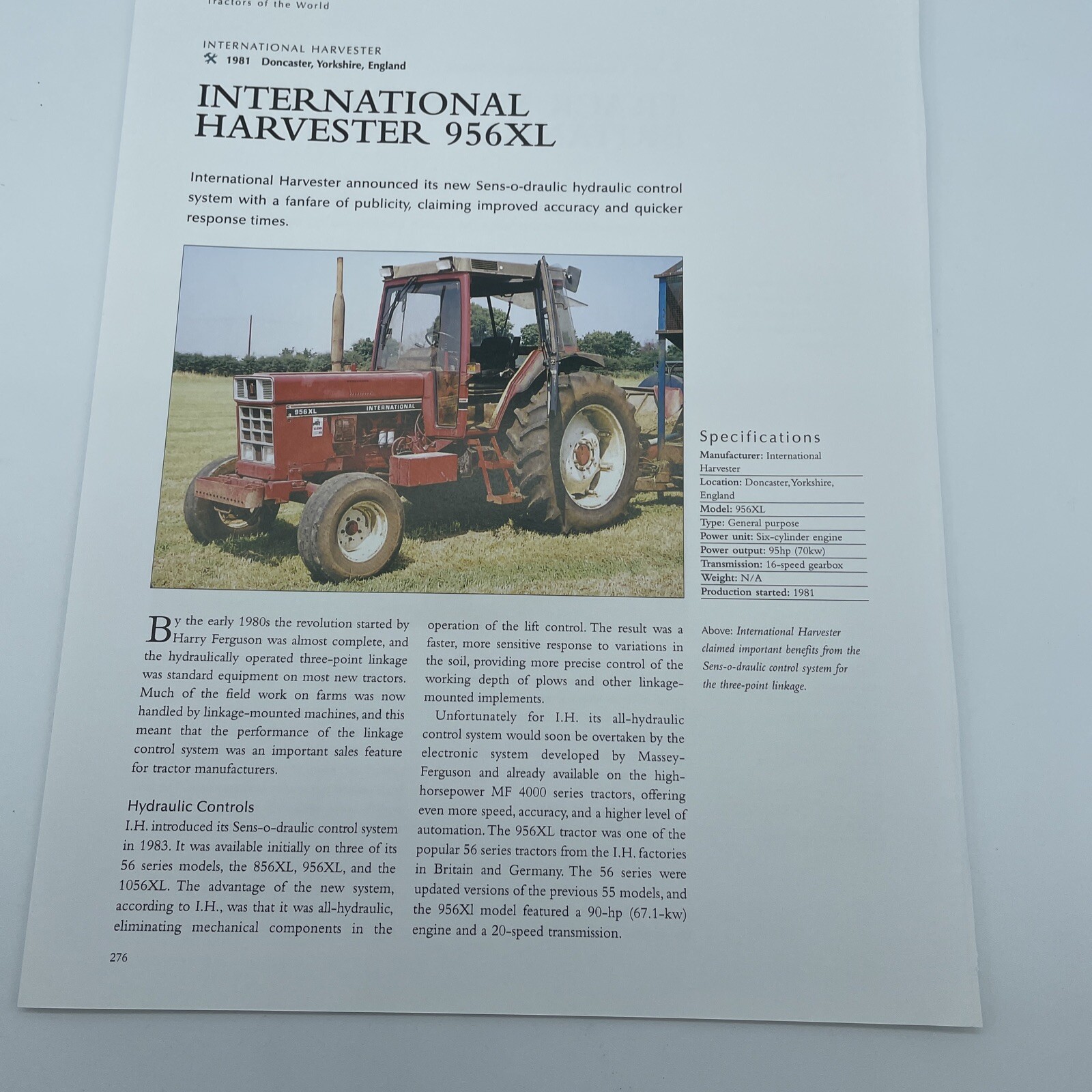 1981 International Harvester 956XL Tractor Frameable Article Pics Specs Display