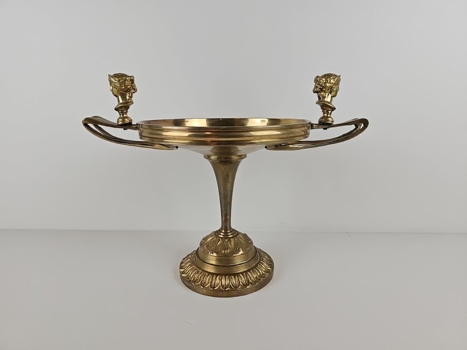 SCULPTURE - Vintage Maitland Smith Neoclassical Bronze Compote w Aphrodite Heads SCULPTURE - Vintage Maitland Smith Neoclassical Bronze Compote w Aphrodite Heads