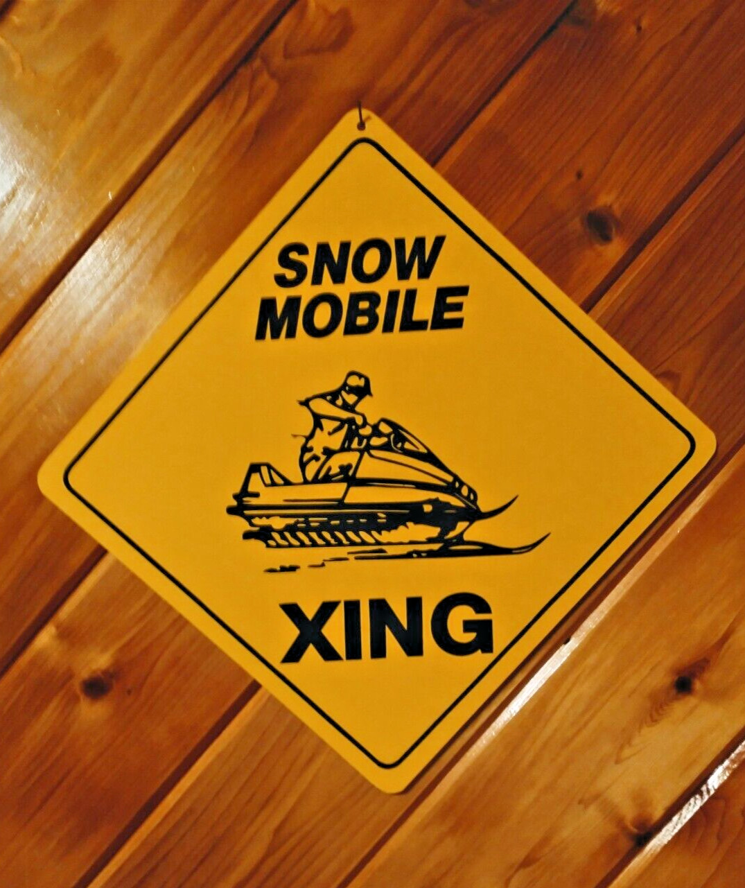 Snowmobile Crossing Sign 12x12 Yellow Novelty Xing Road Warning