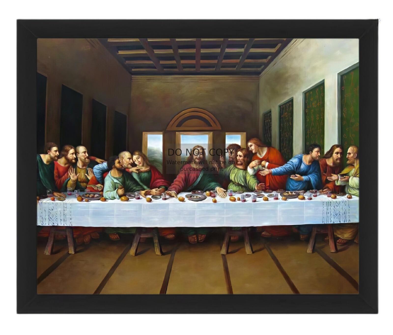 JESUS CHRIST THE LAST SUPPER BY LEONARDO DA VINCI CHRISTIAN 8X10 FRAMED PHOTO