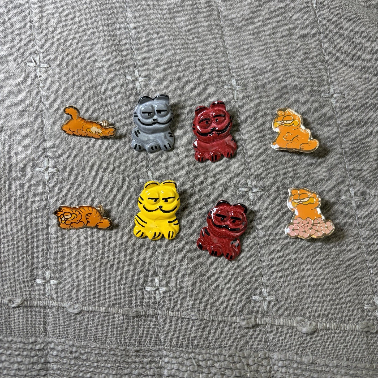 Vintage Garfield Enamel Pin Lot 70s 80s Pinback Brooch Jim Davis