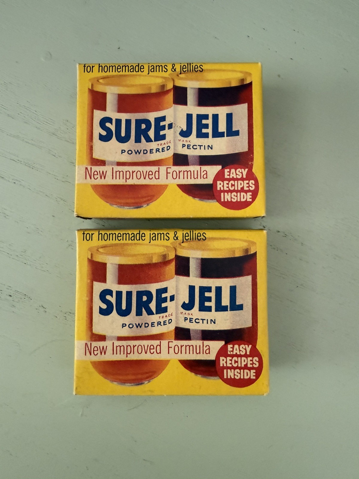 Vintage NOS New Lot of 2 Sure-Jell Powdered Pectin Products Sealed Cardboard Box