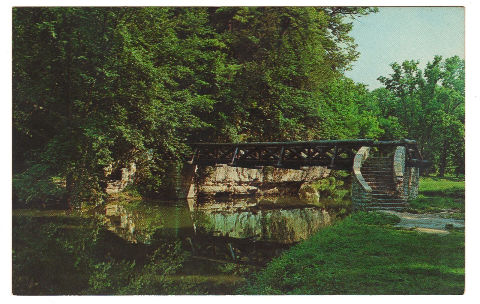 White Pines State Park Bridge Pine Creek Oregon Illinois Postcard