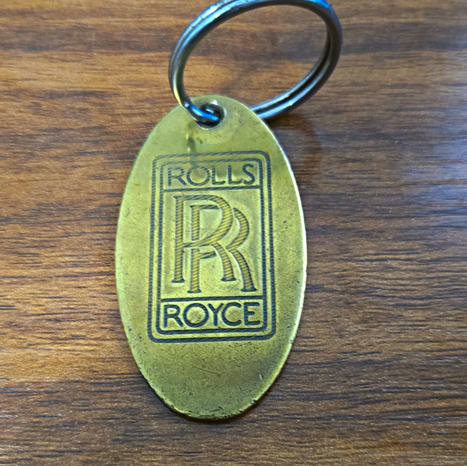 Vintage Brass Rolls Royce Keychain RR Car Logo Key Fob Blank Back Automobilia