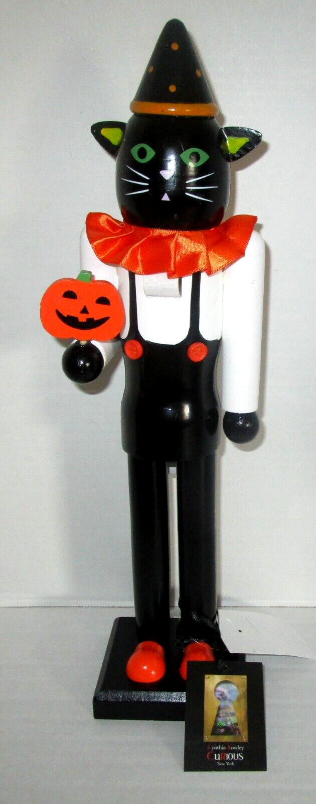 BLACK CAT Nutcracker By Cynthia Rowley Holding Pumpkin~15\