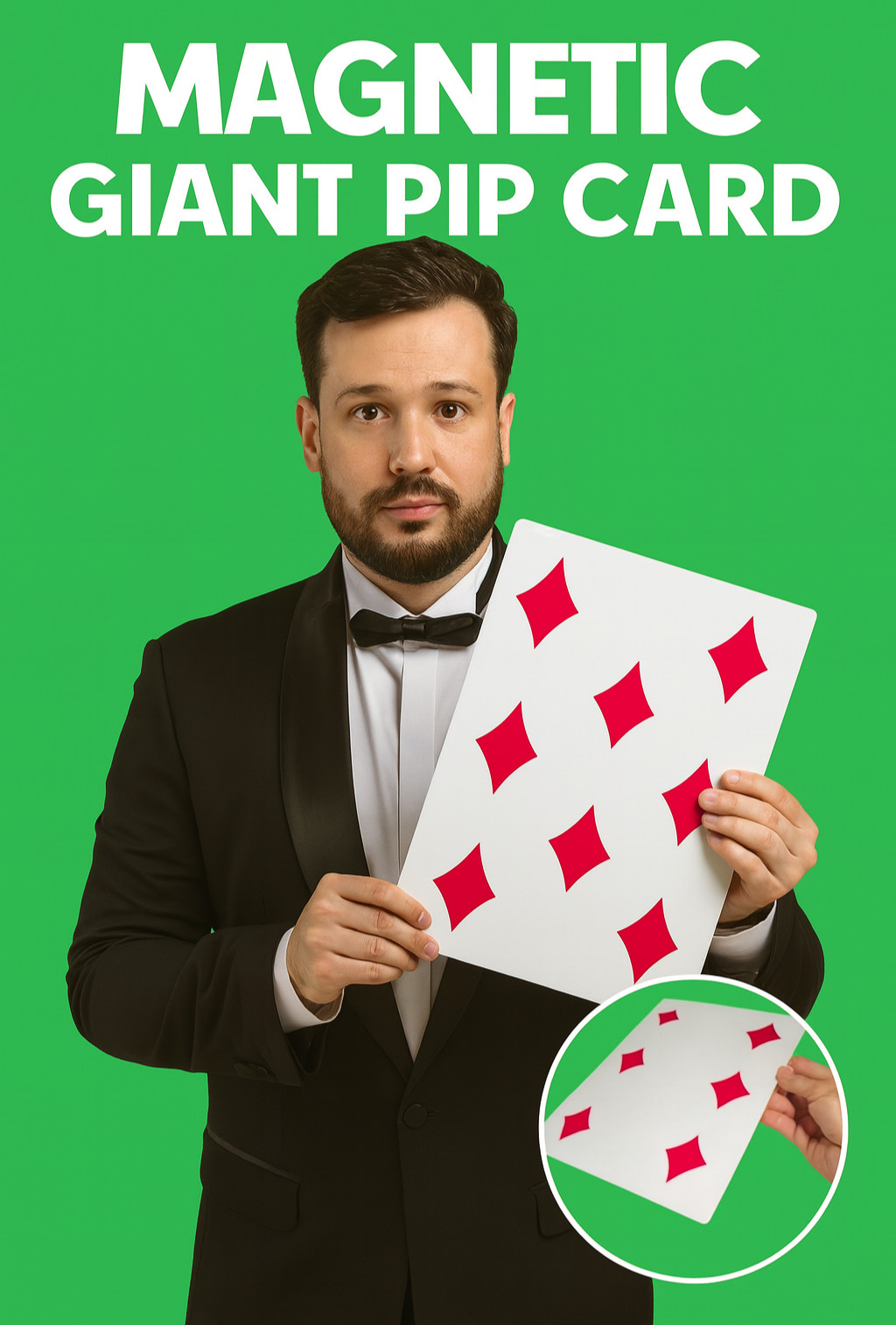 Magnetic GIANT PIP CARD Magic Trick Diamonds Change Hopping Moving Metal Dubious