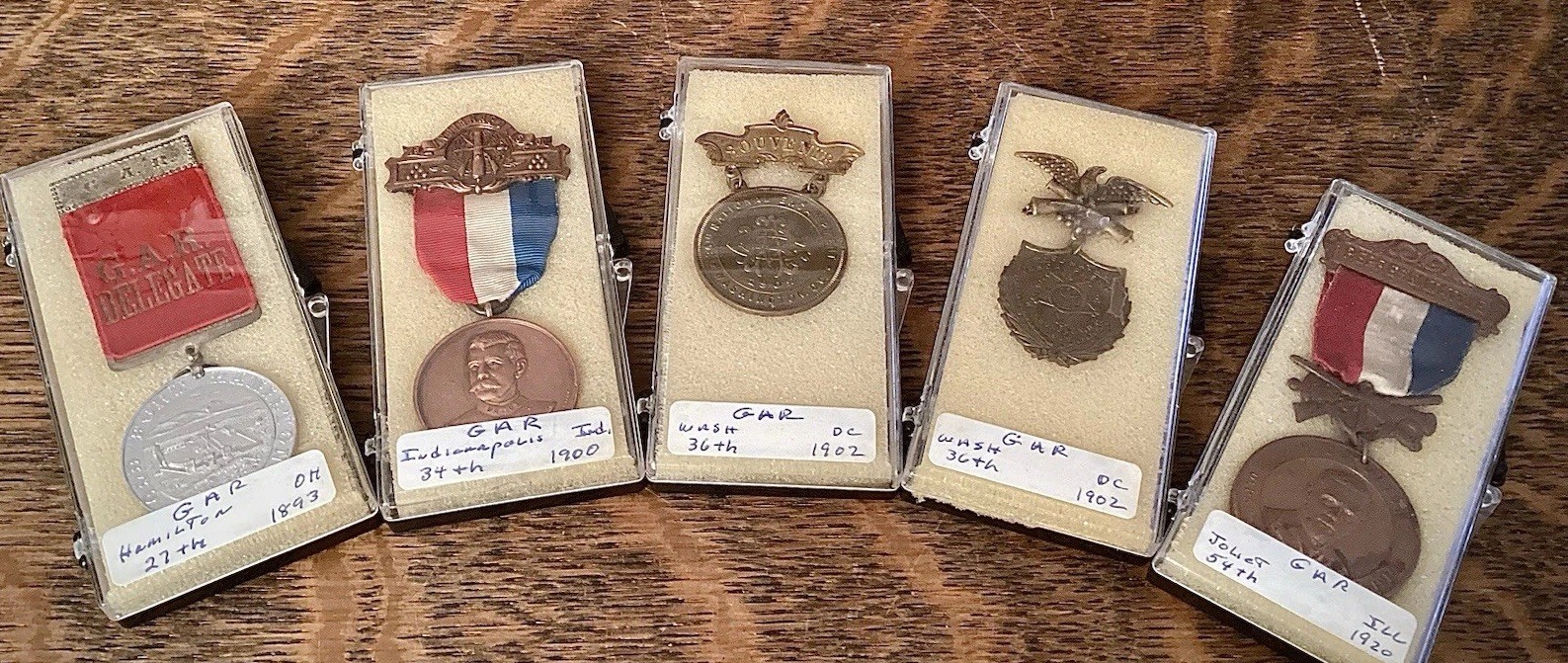 Antique Grand Army Of The Republic Civil War Veteran Encampment Medal Badge Lot