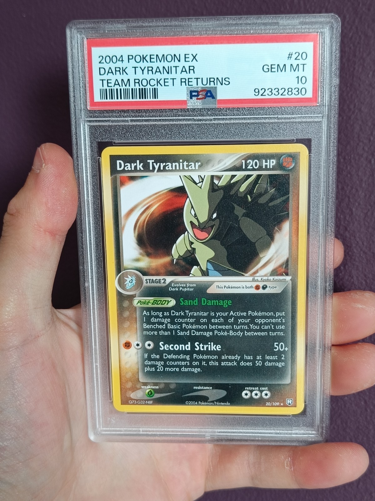 Pokemon Dark Tyranitar 20/109 EX Team Rocket Returns Non Holo - PSA 10 Gem Mint