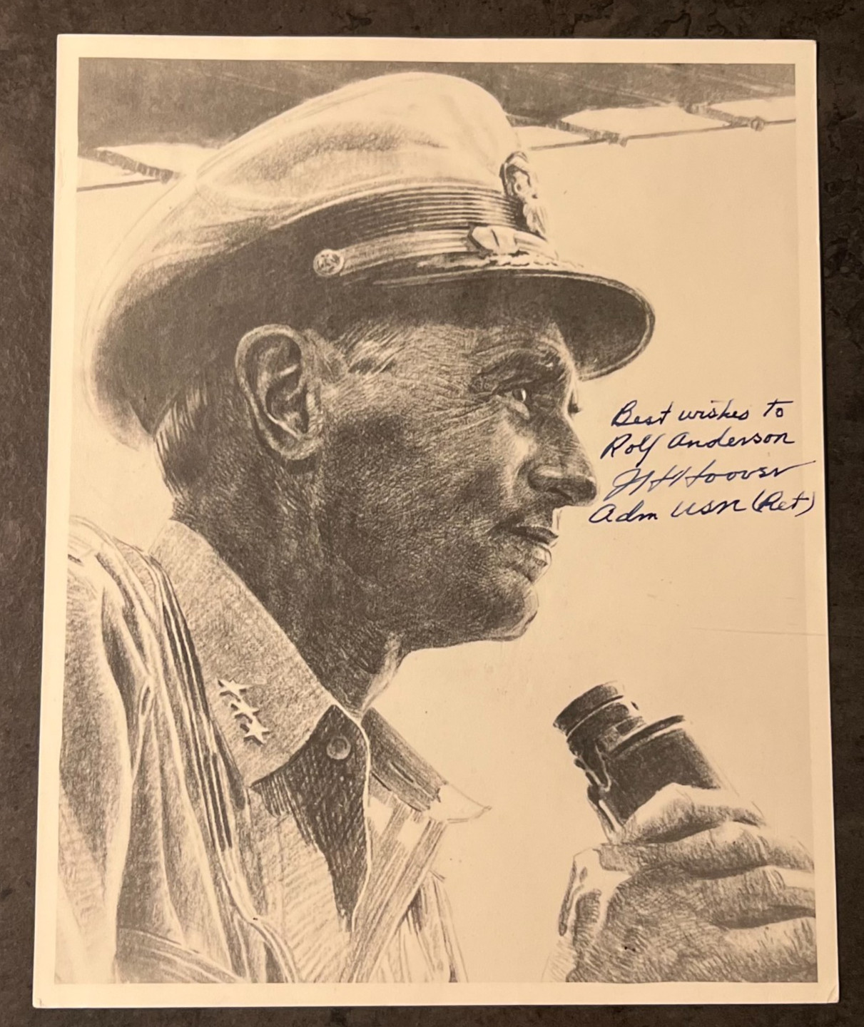 Admiral John H Hoover Signed Photo US Navy Retired Autograph Naval Portrait WWII