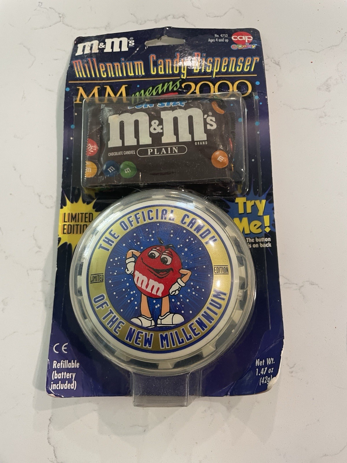 M & M’s 2000 Millennium Year Vintage Cap Toys  DISPENSER Candy Collectible Toy