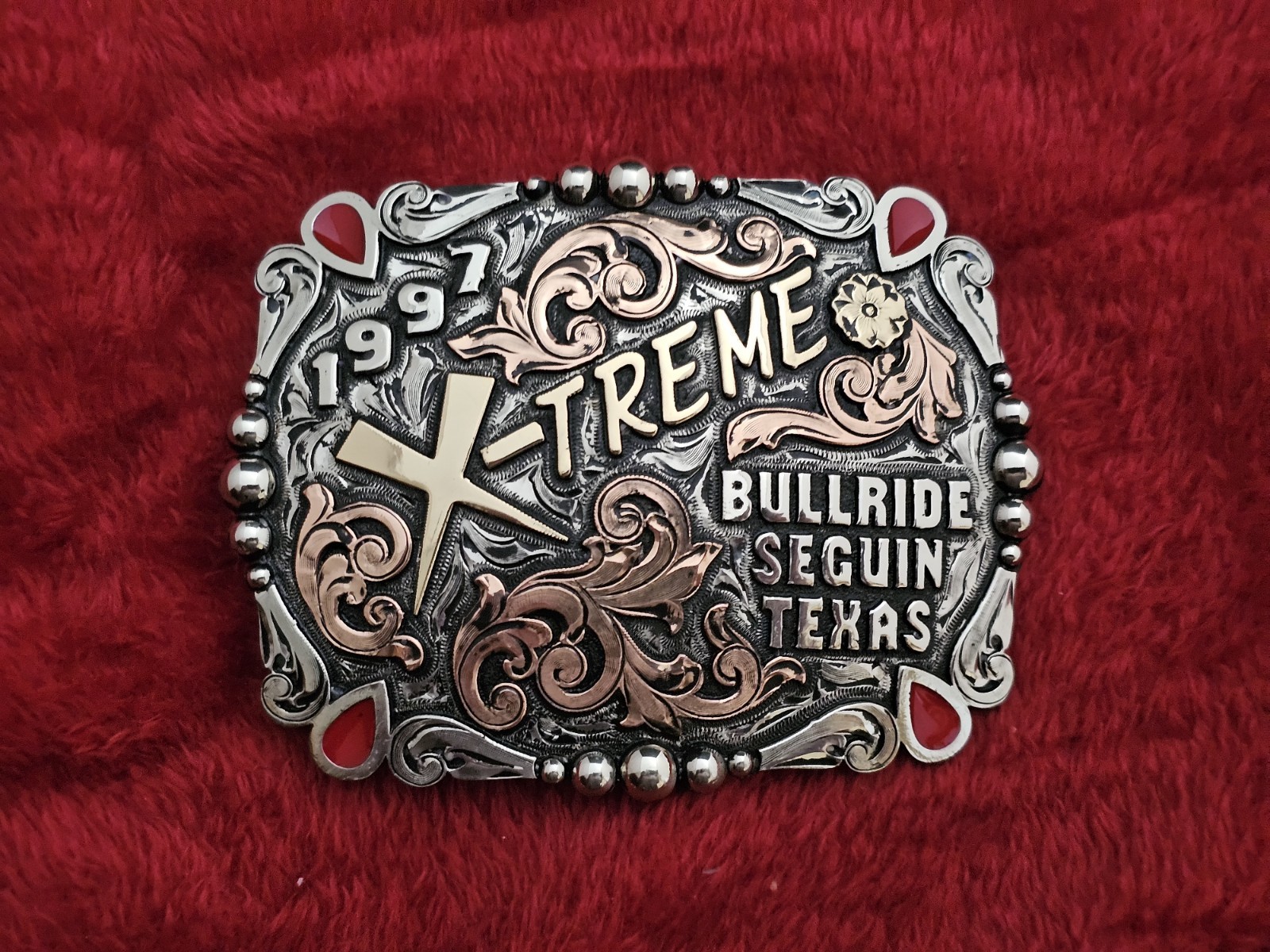 Bull Riding X~TREME☆1997☆RODEO CHAMPION TROPHY BUCKLE☆Seguin Texas☆RARE☆473