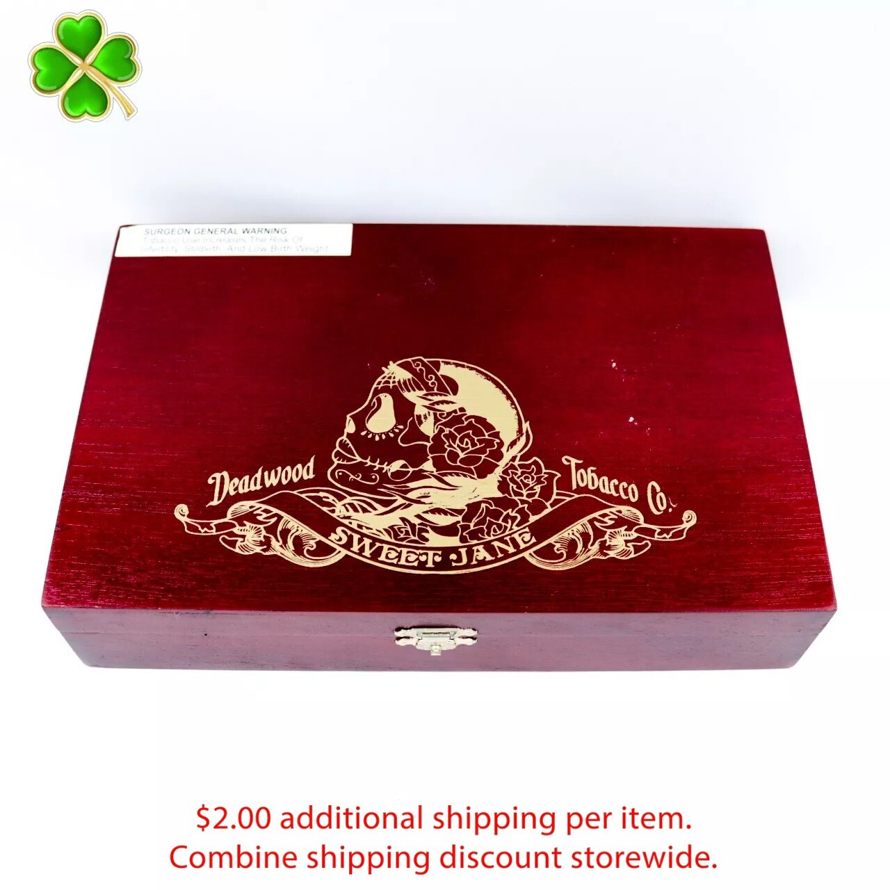 Deadwood Tobacco Co. Sweet Jane Empty Wood Cigar Box 9.75