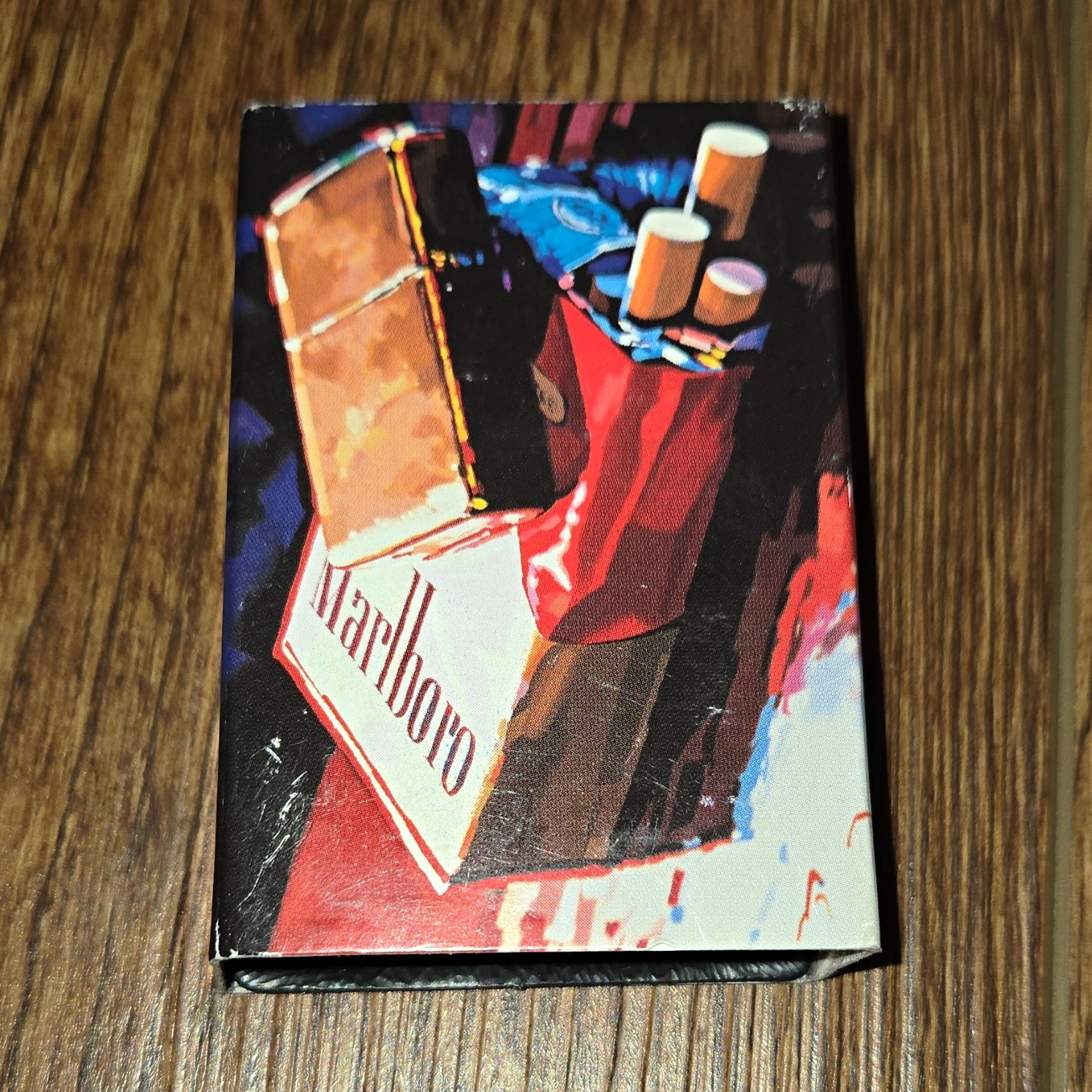 Zippo Marlboro Cigarette Pack Design Lighter Gold Tone w/ Box Cigarettes Theme