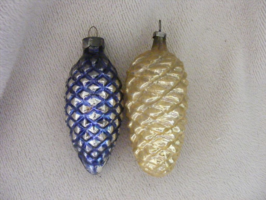 Vintage Pinecone Christmas Ornaments 3” One Shiney Brite, One Japan Vintage Pinecone Christmas Ornaments 3” One Shiney Brite, One Japan