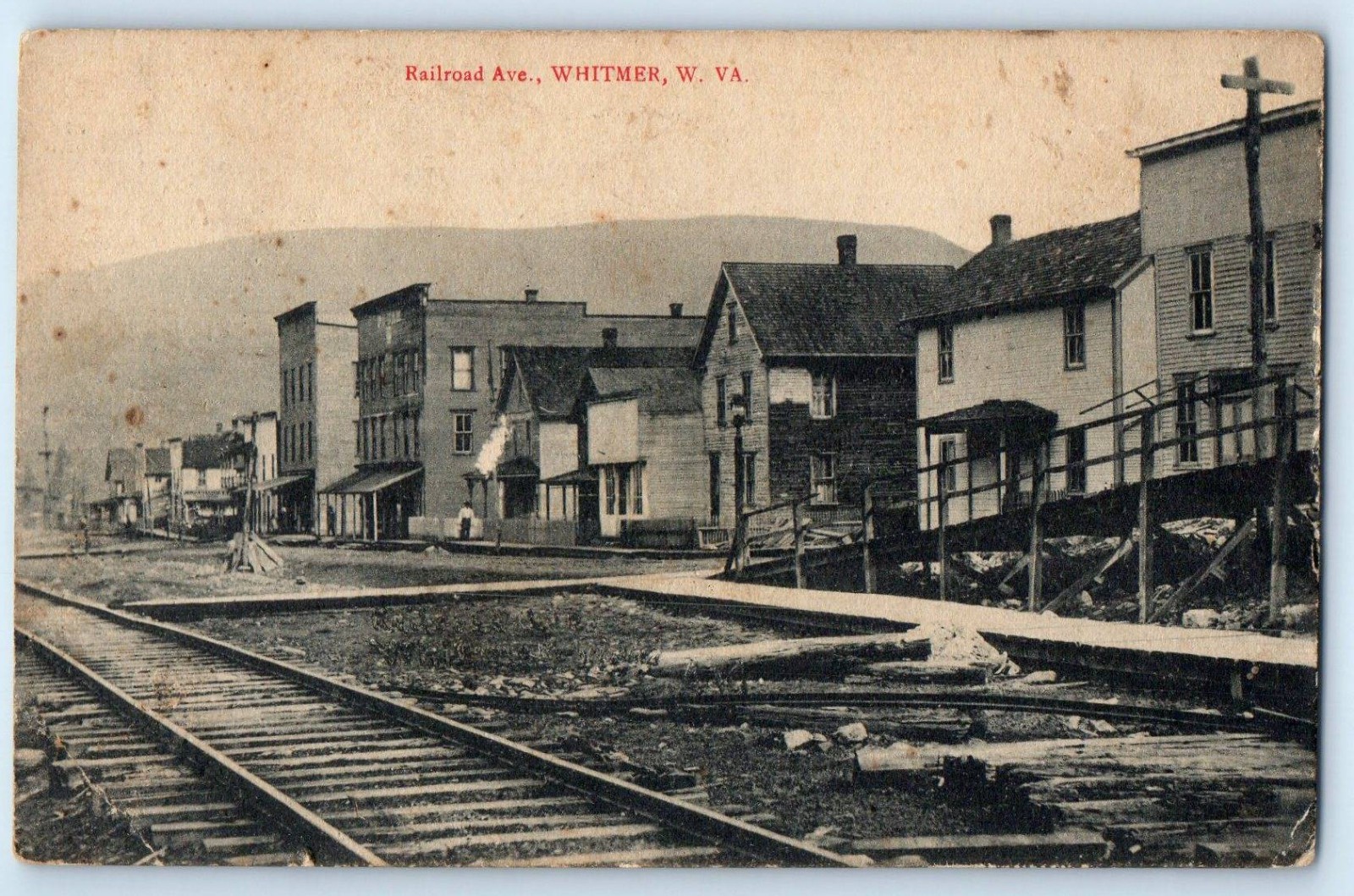 c1910's Railroad Avenue Houses Scene Whitmer West Virginia WV Antique Postcard
