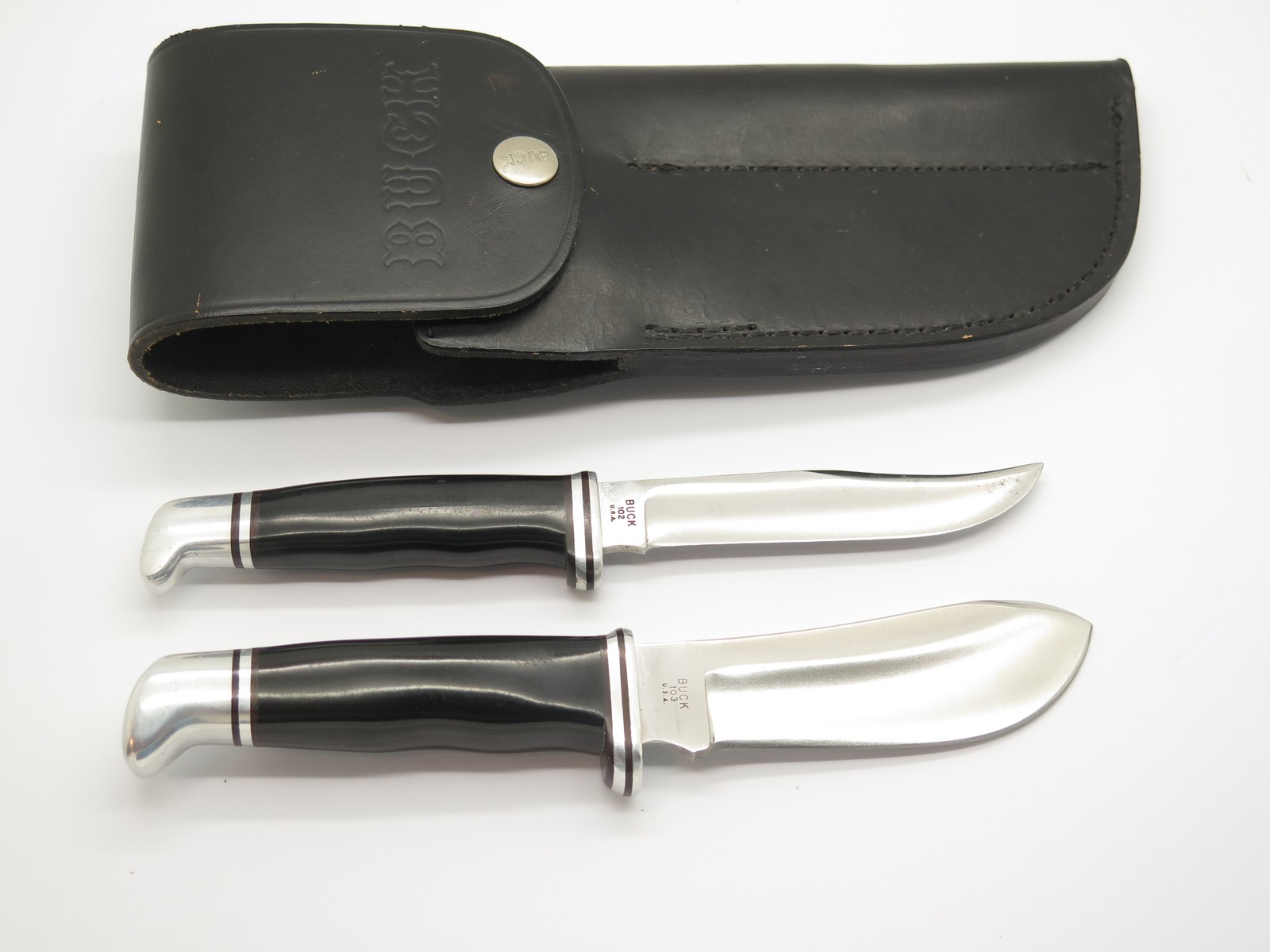 Vintage 1973-80 Buck 104 Twin Set 103 102 Fixed Blade Sportsman Hunting Knife