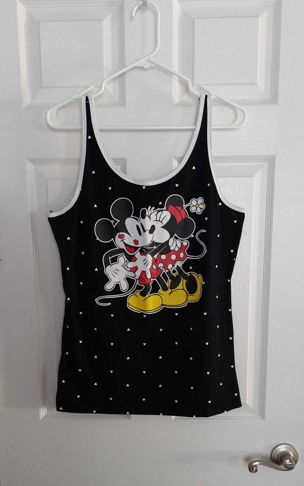 Rare Adorable Disney Mickey And Minnie Hugging Black & White Tank Top Women\'s XL