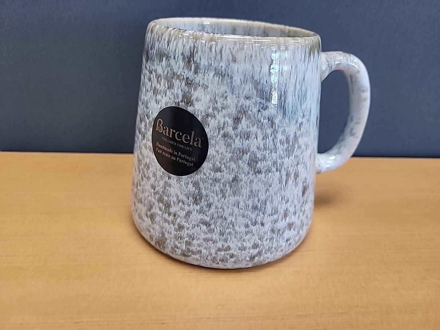 Artisanal Fire Glazed Rustic Soft Grey Coffee Mug Cup 16 Oz Ceramic By Barcela