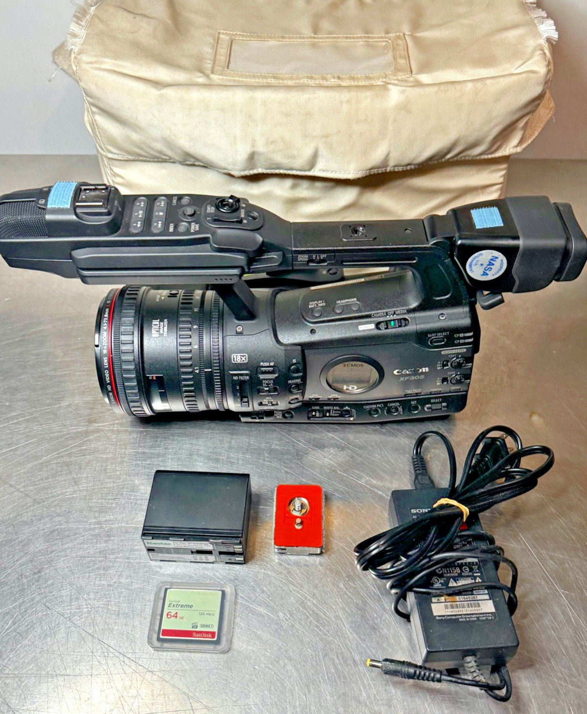 NASA ISS Flight Ready Canon XF305 HD w/Boeing Soft Stowage Flight BagTested