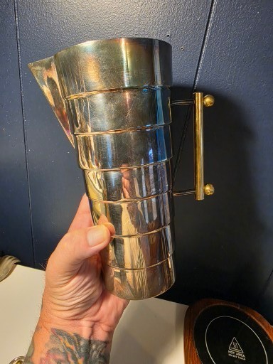 Vintage Art Deco Revival Larry Laslo Skyscraper Martini Pitcher w Stirrer 8¼