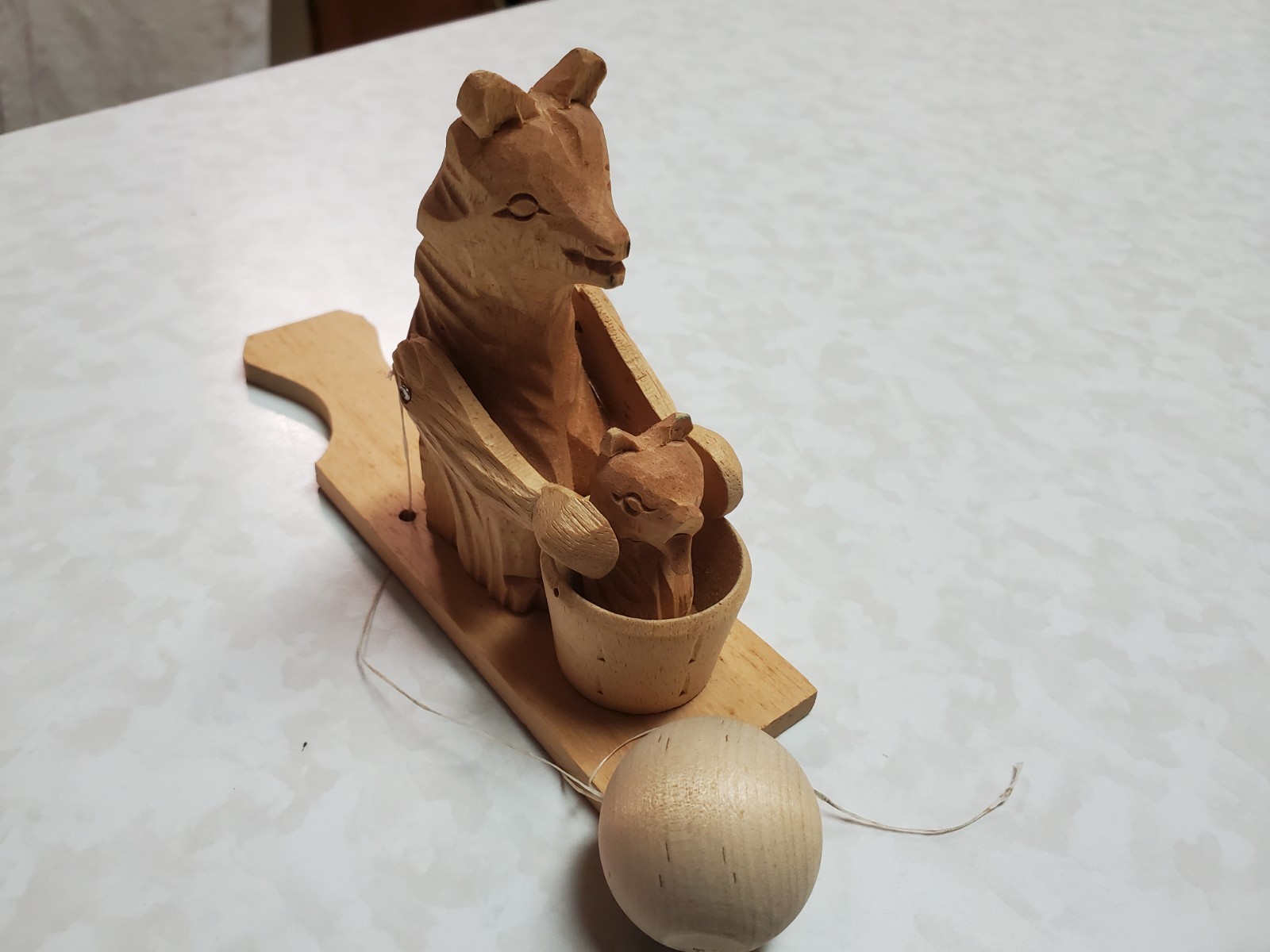 Vintage Hand-Carved Folk Russian Wood Toy - Mother Bear Washing Cub Bogorodskoye Vintage Hand-Carved Folk Russian Wood Toy - Mother Bear Washing Cub Bogorodskoye