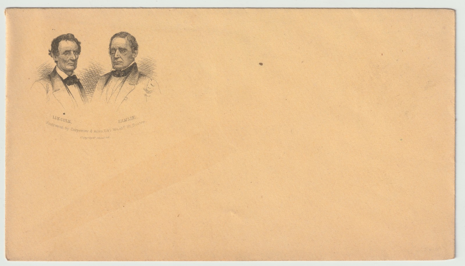 1860 Lincoln Hamlin Campaign Cover, Carpenter Allen, Boston Milgram AL-95 Unused