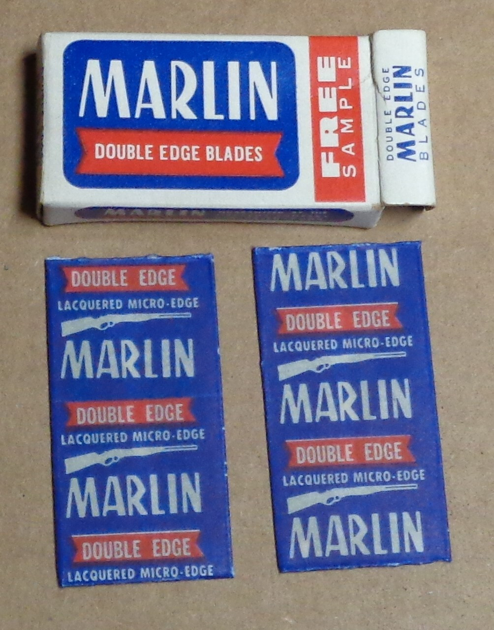 Vintage Razor Blade MARLIN FREE SAMPLE Later Full Pack of 2  GUN RARE (See Note)