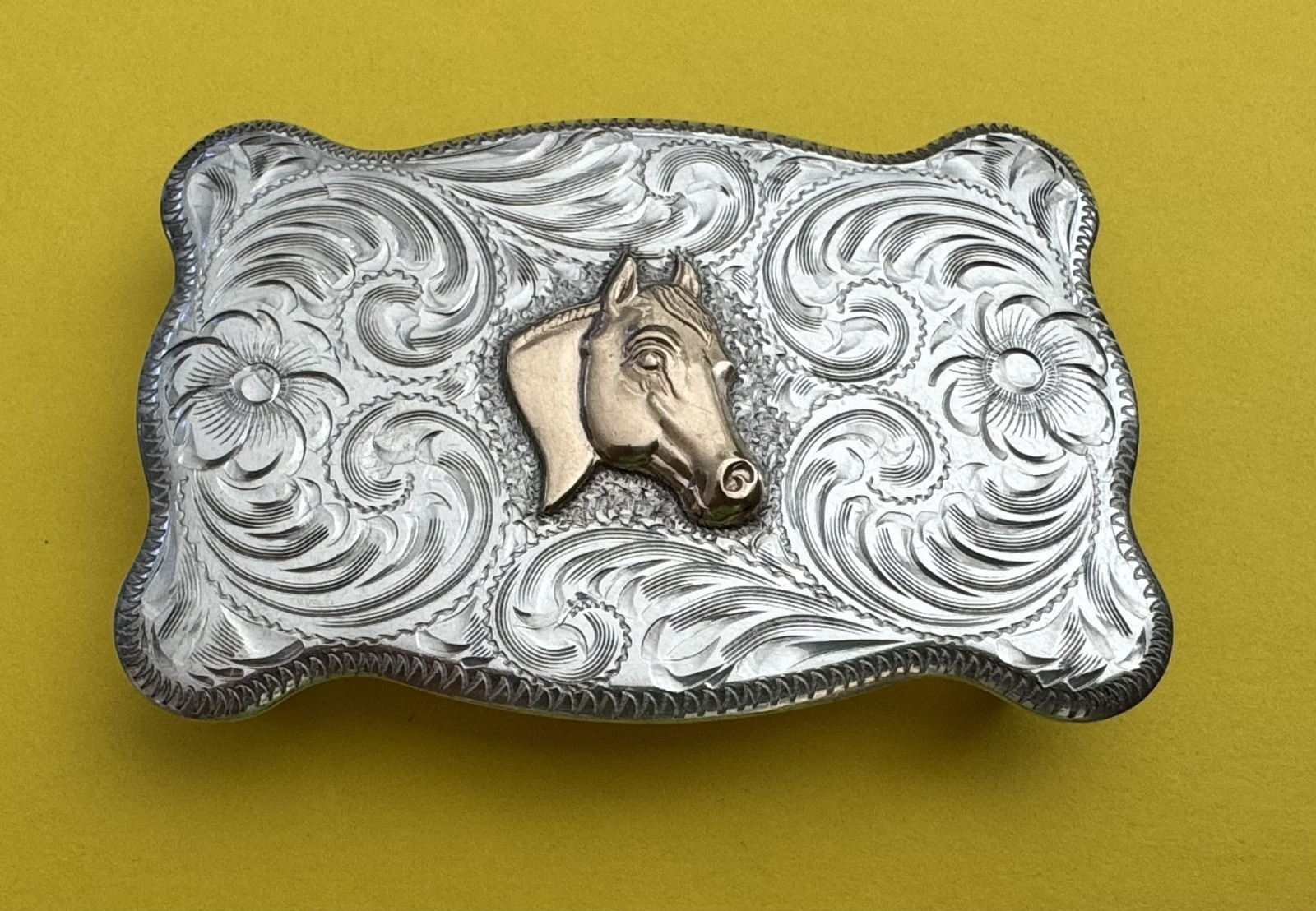VTG Rare Design Old Western America Sterling Silver Horse Sash Scarf Belt Buckle VTG Rare Design Old Western America Sterling Silver Horse Sash Scarf Belt Buckle